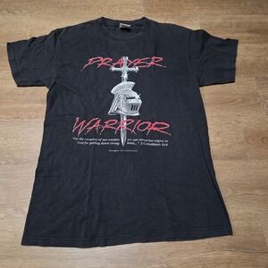 Vintage 1990 VisionWear Prayer Warrior T Shirt Black Large Christian Faith Jesus